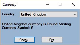 Check Country's Currency using Visual Basic.Net